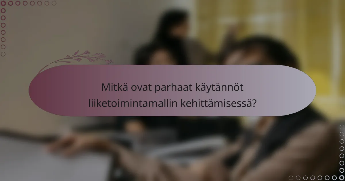 Mitkä ovat parhaat käytännöt liiketoimintamallin kehittämisessä?